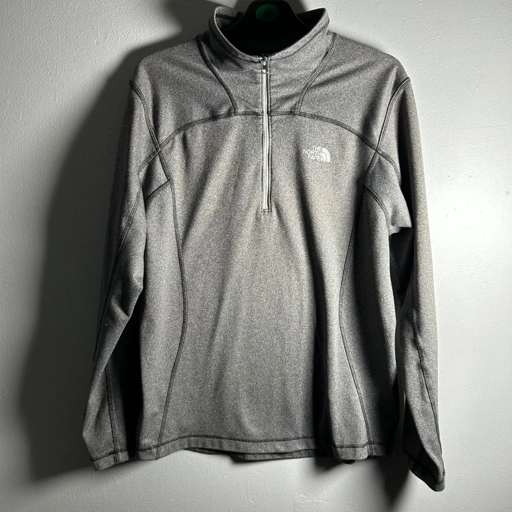 The North Face Mens Fleece Quarter Zip Pullover Gray M M Athletic